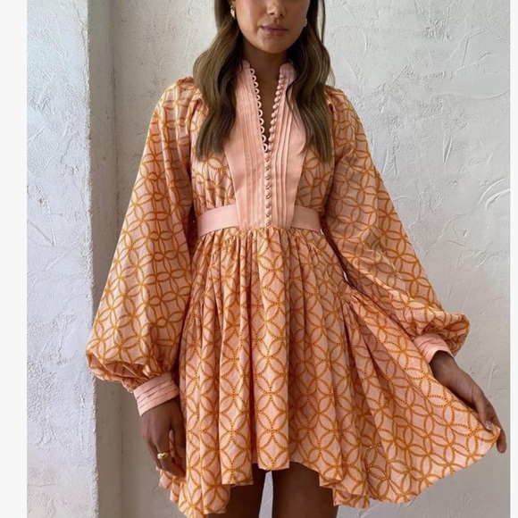 Bohemian Floral Print Button Down Dress - Picture 3 of 8